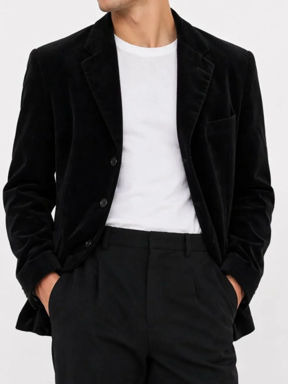 VINTAGE Ciro Citterio Black Velvet Blazer Jacket Large / 42 Reg